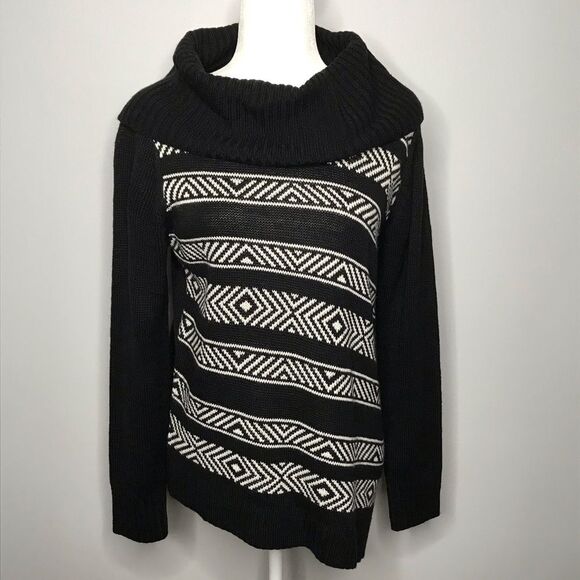 DB Established 1962 Striped Asymmetrical Cowl Neck Knit Sweater Size Medium - Picture 2 of 8